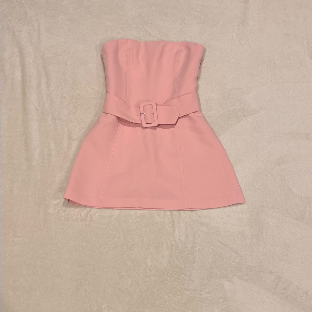 Amanda Uprichard Dusty Pink Strapless Mini with Smocked Back